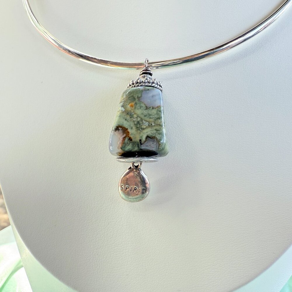 Artisan Rainforest Rhyolite & Sterling “SPIRIT” Pendant